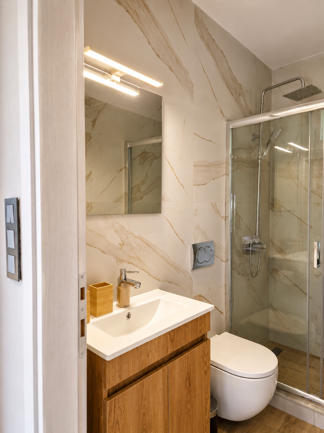 Bathroom interior with soft daylight