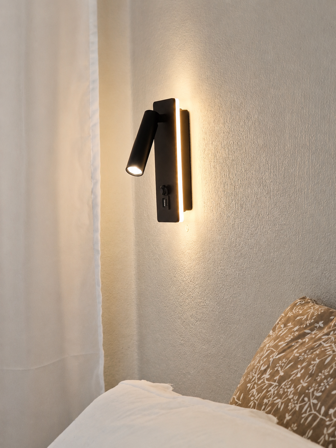 Bedside detail with soft ambient light